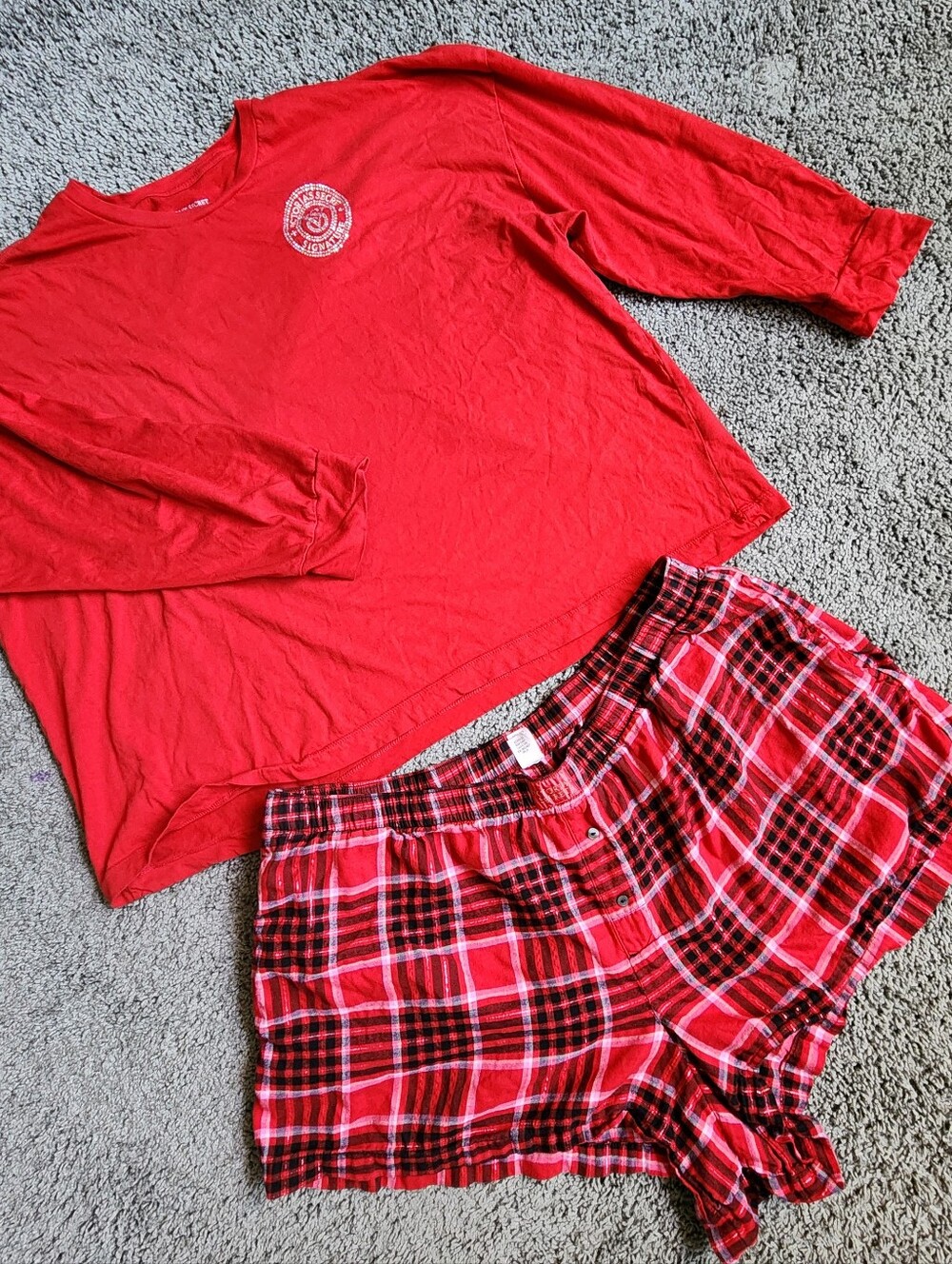 Victoria's Secret Plaid Pajama Short Set XXL Red  Cotton Modal
